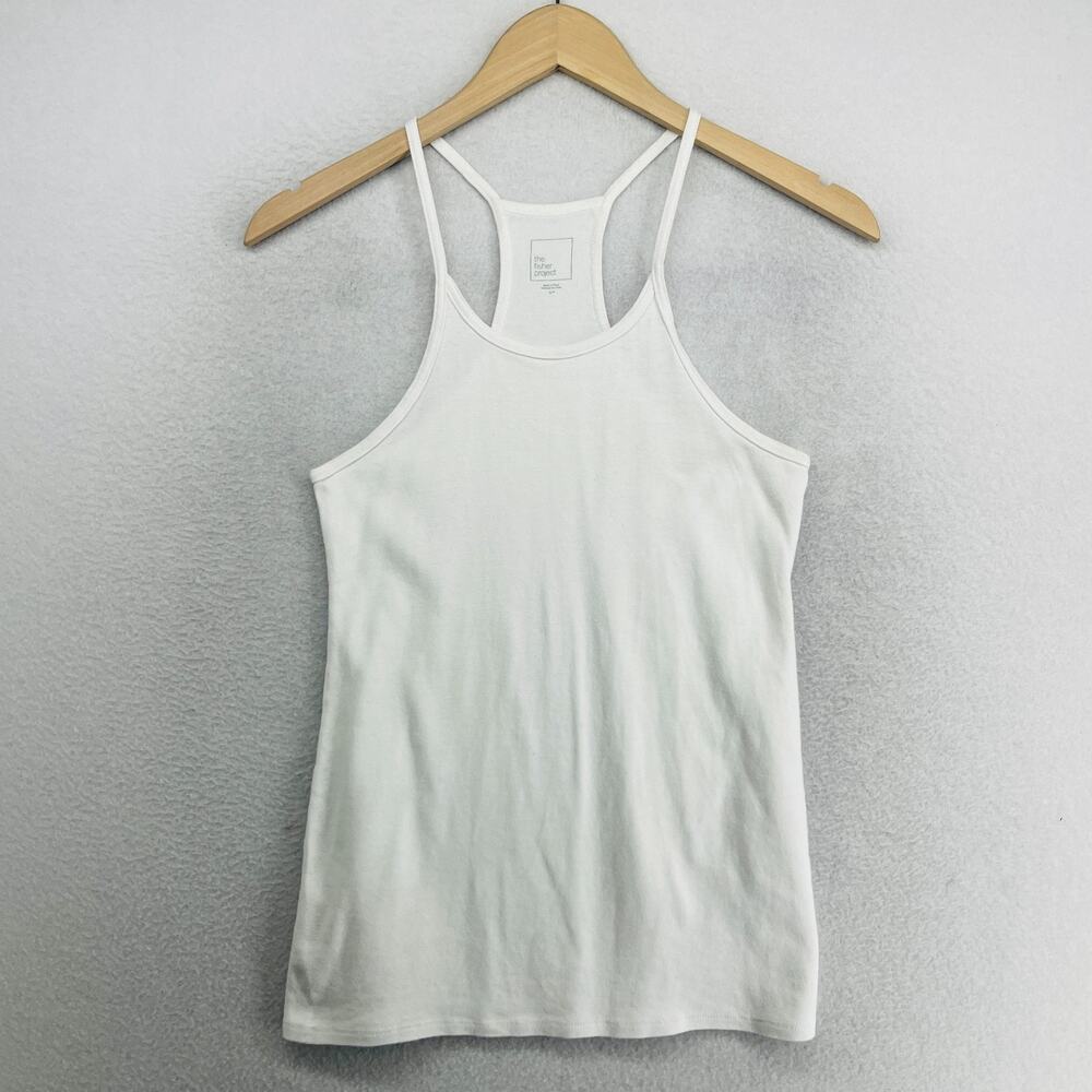 EILEEN FISHER Tank Top S FISHER PROJECT Cotton Racerback Halter Cami White